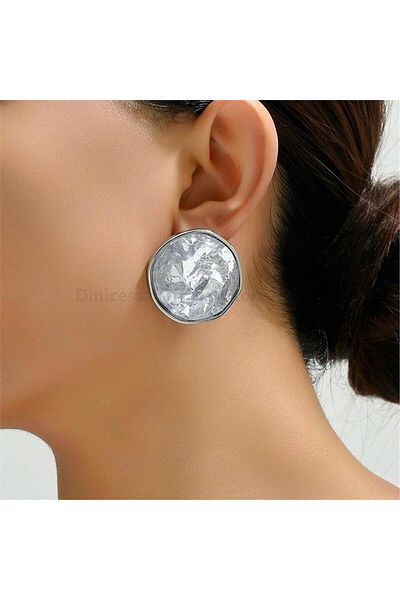 Pelin Aksesuar Silver Color Metalized Large Circle Earrings