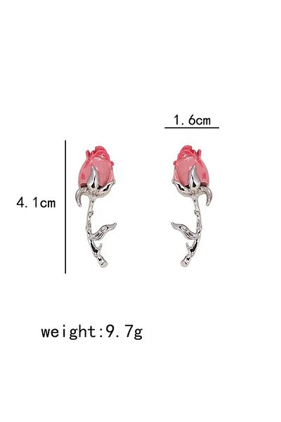Pelin Aksesuar Pink Rose Earrings