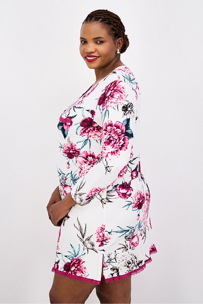 Kathy Ireland Women Plus Size Floral Print Sleepwear Dress, White