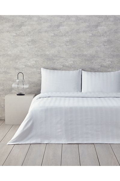 English Home Set cuvertură de pilota cu dungi duble Lior - 200x220 cm Alb