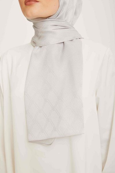 Armine Trend Jan Jan Silver Monogram Patterned Jacquard Shawl 6-3128