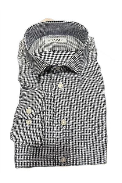 SÜVARİ Βαμβακερό πουκάμισο με καρό Navy Blue Slim Fit