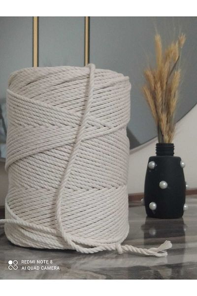 monadukkan 1 κιλό 3 mm 3 στριφτό εκρού χρώματος βαμβακερό νήμα μακραμέ
