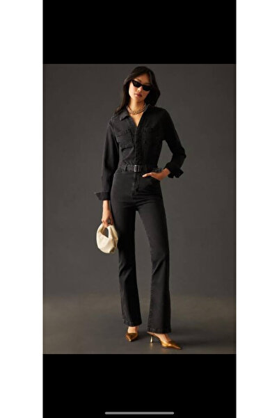 Vera Tekstil Kadın , Antrasit , Organik Lyocelli , Flaire Paça Kot Tulum