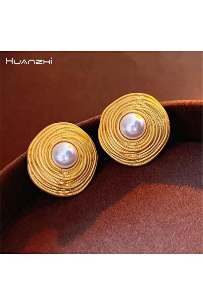 Pelin Aksesuar Vintage σπειροειδή κυκλικά σκουλαρίκια με πέρλες