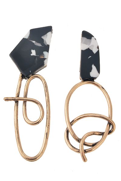 Pelin Aksesuar Black and White Design Earrings