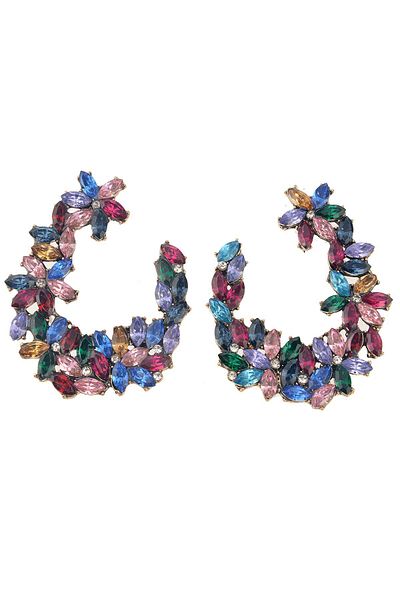 Pelin Aksesuar Colorful Stone Flower Earrings