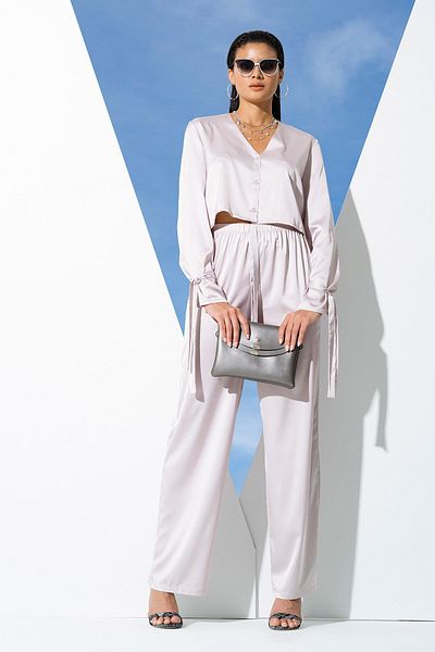 FOR YOU MODA 5-Piece Gray Pajama Set with Sleeve Binding Detail Inside and Out