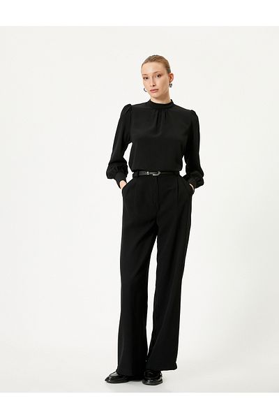 Koton Hakim Collar Blouse Long Sleeve Draped