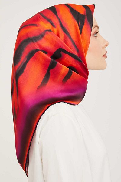 Armine Fuchsia Patterned Tivil Silk Scarf 9020-13