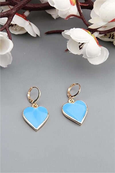 Pelin Aksesuar Mavi Kalp Halka Küpe