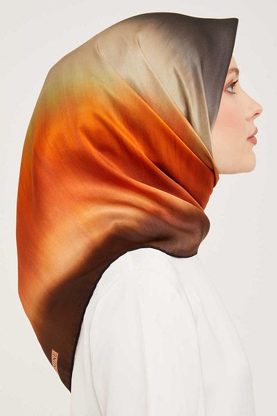 Armine Orange Gradient Transitional Tivil Silk Scarf 9051-31
