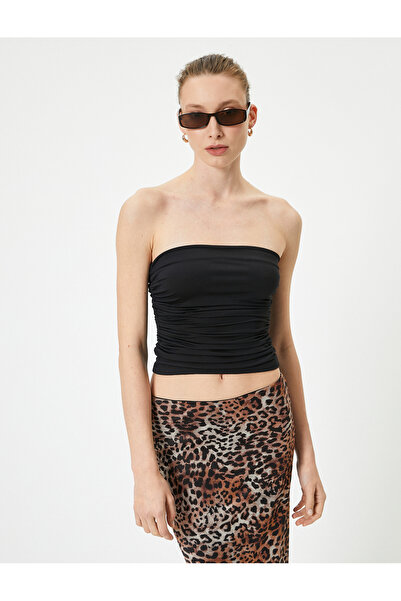 Koton Crop Strapless Top Draped Slim Fit