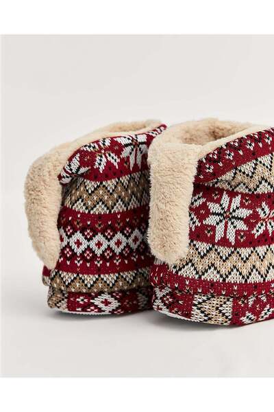 Chirpy Norp - Desenli Kırmızı Kadın Panduf