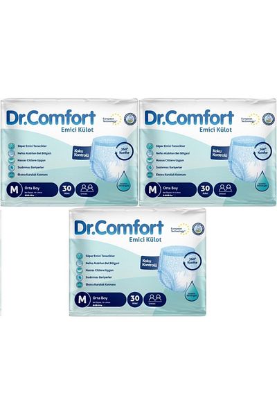 Femme Butik Dr.Comfort Patient Diapers - Adult Absorbent Panties M-Medium, 90 Pieces (3Pk*30)
