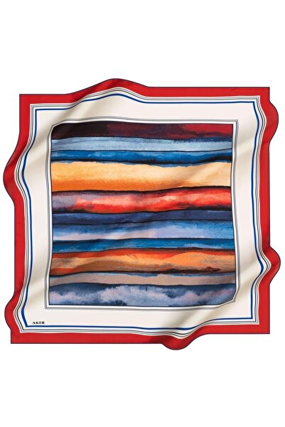 Aker وشاح حريري بنمط تيفيل أحمر 8231713 - 921