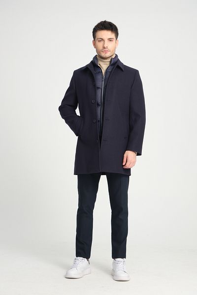 Frappoli Ανδρικό παλτό Thick Cashmere - Baby Collar, Regular Fit, Μπροστινή πλήρωση