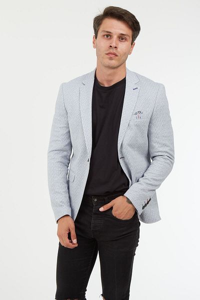 SPOSO 5127 Men's Gray Slim Fit Half Lined Blazer Jacket