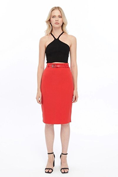 Apsen Collection Apsen Women's Pomegranate Blossom Belt Detailed Lycra Office...