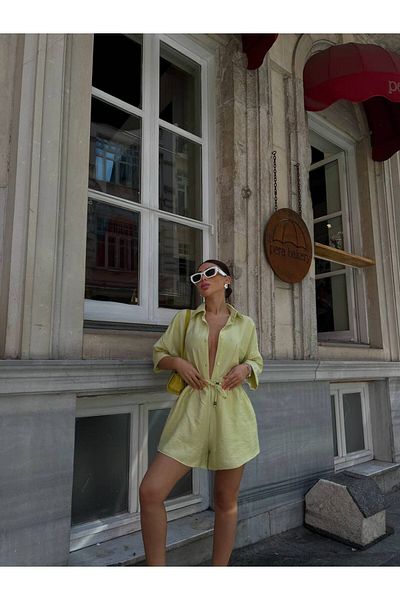LB Laluna Butik Σετ γυναικείο σορτς πουκάμισο Oversize