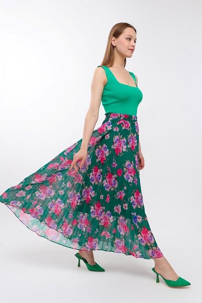 sehatex Moda Kayra Fusta din șifon plisată cu talie elastică Kyr00013