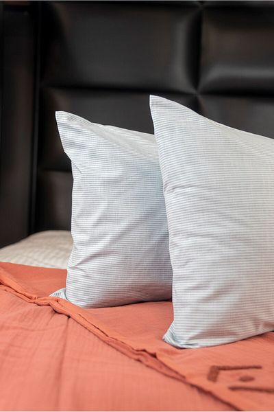CzyLife Gray Plain Striped Cotton 2-Piece Pillowcase 50X70
