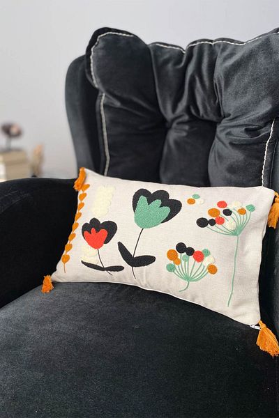e-Bizz Store Punch Embroidered Throw Pillow Cover