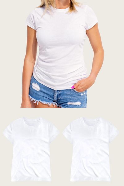 BELİNOPLUS Pack of 2 White Color Women's Lycra Body T-Shirt