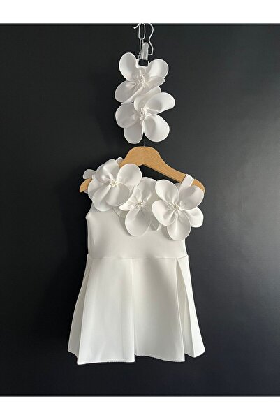 aynuraa СПЕЦИАЛЕН ДИЗАЙН КЛАСИЧЕСКА ДЕТСКА ВЕЧЕРНА РОКЛЯ С ЦВЕТЕ ОРХИДЕЯ (ВКЛЮЧЕНА ЩИПКА)