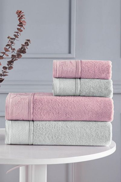 Özdilek Ditsy Best Set Bath Set - Pink - Gray