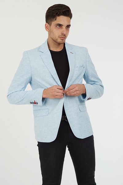 SPOSO Ice Blue Men's Blazer - 5110 Narrow Fit, Half Lined