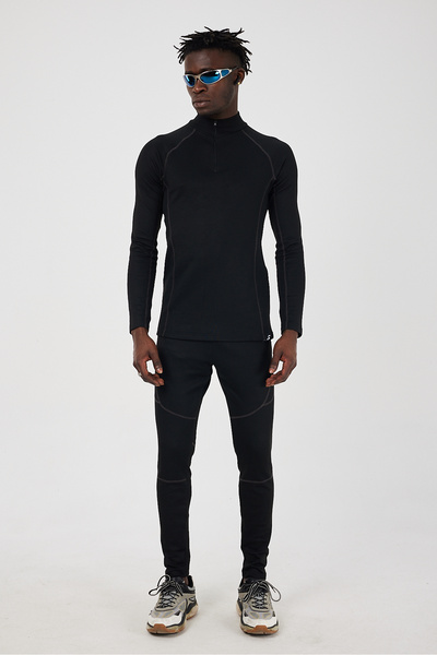 Scorp Ανδρικά θερμικά εσώρουχα Thermo-Fit Extreme με φερμουάρ, εσώρουχα για σκι, μαύρο