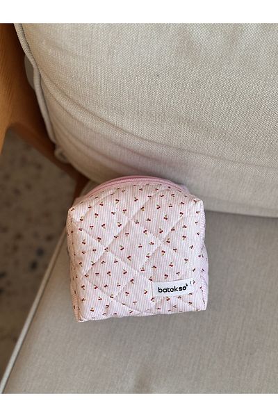 Batekso Crispy Cherry Patterned Makeup Bag - Small Size