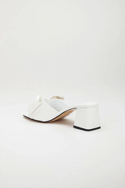 MFT AYAKKABI Women's White Bow Tie 5 Cm Heeled Slippers