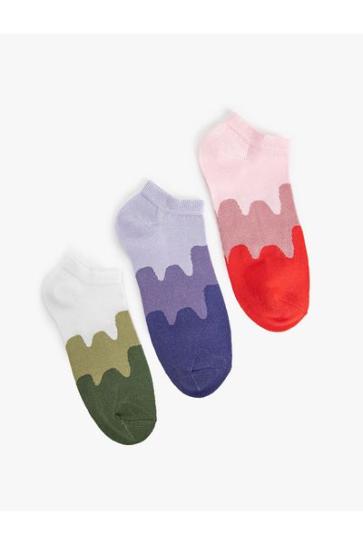 Koton Colorful Patterned 3-Piece Booties Socks Set