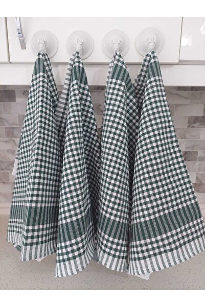 LilaMOON Set de 4 șervețele din bumbac de culoare verde - carouri mici, cârpă...