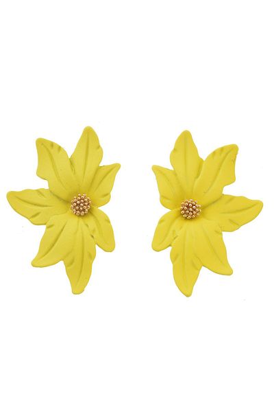 Pelin Aksesuar Yellow Half Flower Earrings