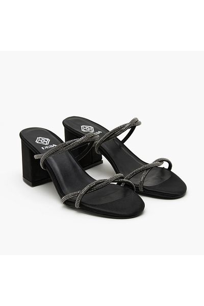 Desa Women's Black Stone Evening Dress Slippers