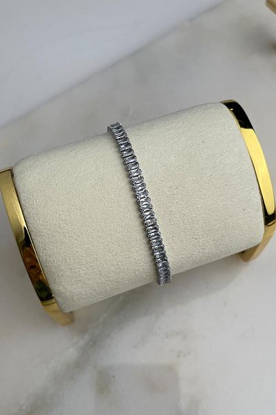 Modex Zircon Baguette Stone Strip Waterway Bracelet (17 cm)