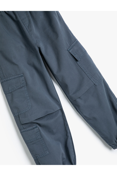 Koton Pantaloni Parachute Jogger Denim Buzunar din Bumbac Elastic în Talie - Blugi Parachute