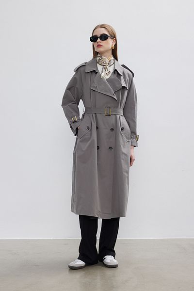 BE BLUE 90s Gray Oversize Trench Coat