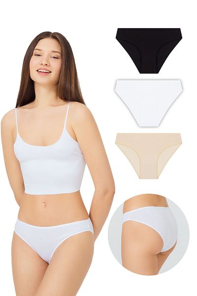 Cottonhill Chiloți de bikini din bumbac de bază, pachet de 3 - 8