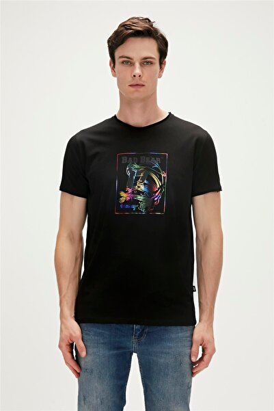 Bad Bear One Way T-shirt Siyah Baskılı Erkek Tişört