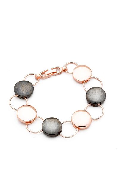 Modex Rose Anthracite Two Color Hoops Bracelet(18cm)
