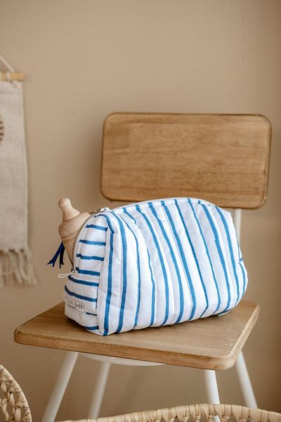 Atelier Babbi Dark Navy Blue Striped Large Care Bag