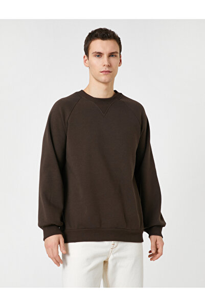 Koton Φούτερ με λαιμόκοψη με λεπτομέρεια ραφής και ανάγλυφο μανίκι ρεγκλάν