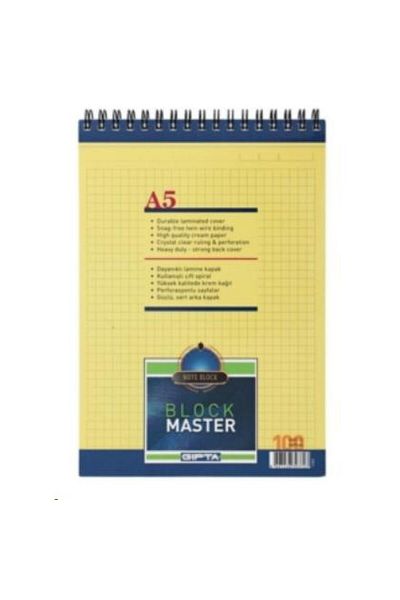 Gıpta Block Master Spiral Notepad A5 100yp Checkered