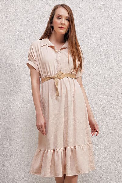 Bigdart 2292 Kleid mit Gürtel – Creme