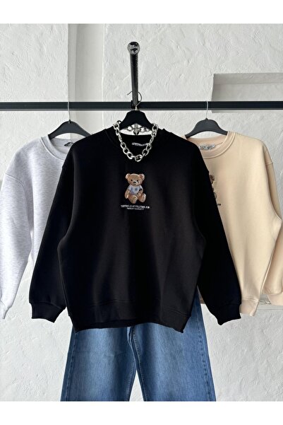 BRGCLOTHING Ayıcık Nakışlı Sweatshirt  %100 PAMUK