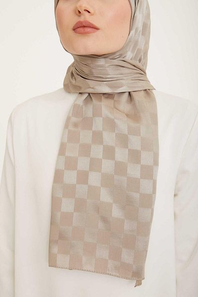 Armine Trend Jacquard Mink Checkerboard Pattern Diamond Shawl 2-21009